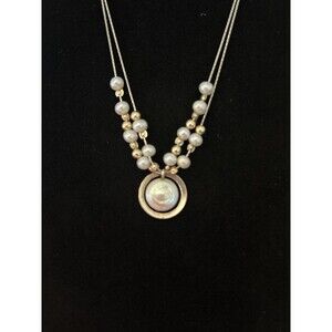 Vintage 14k and Sterling Silver Necklace With Pearls — Very Different